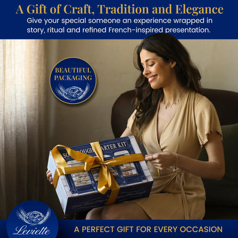 Leviette linen bread bag highlights elegant storage and dough protection.