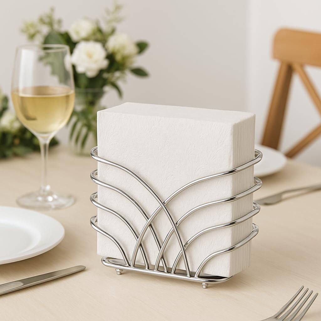LEVIMETREE dining napkin stand with chrome finish, elegant addition to gatherings.