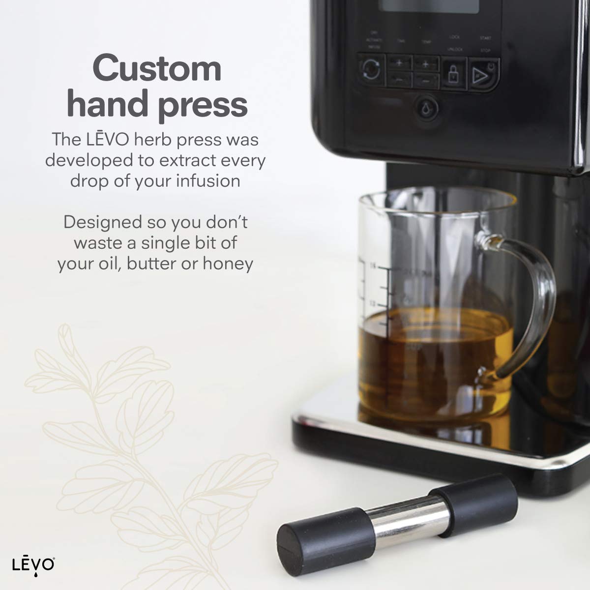 LEVO herb press shown as easy-to-use, hands-on tool.
