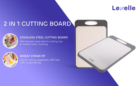 Lexelle cutting board with juice groove close-up showing counter-mess prevention