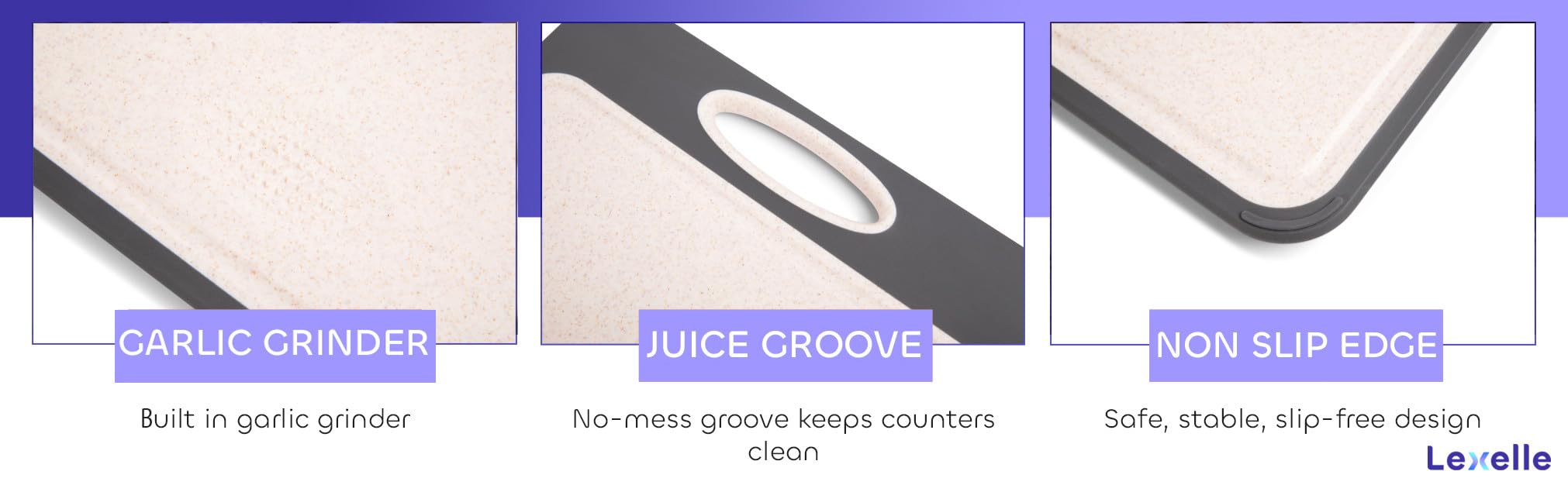 Lexelle large cutting board designed for daily use by home cooks