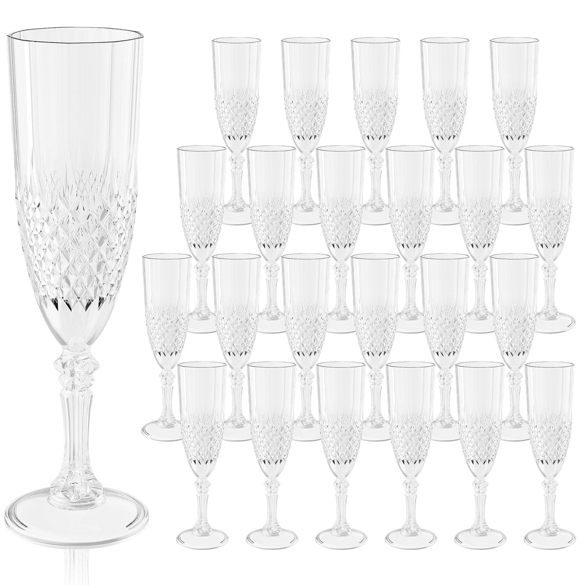 LEYIQU champagne flutes 24pc clear set for elegant toasts.