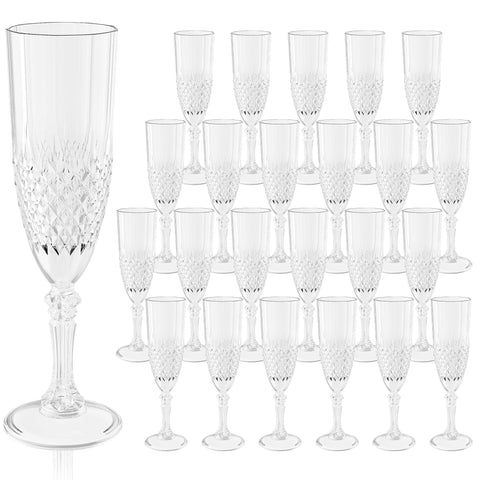 LEYIQU champagne flutes 24pc clear set for elegant toasts.