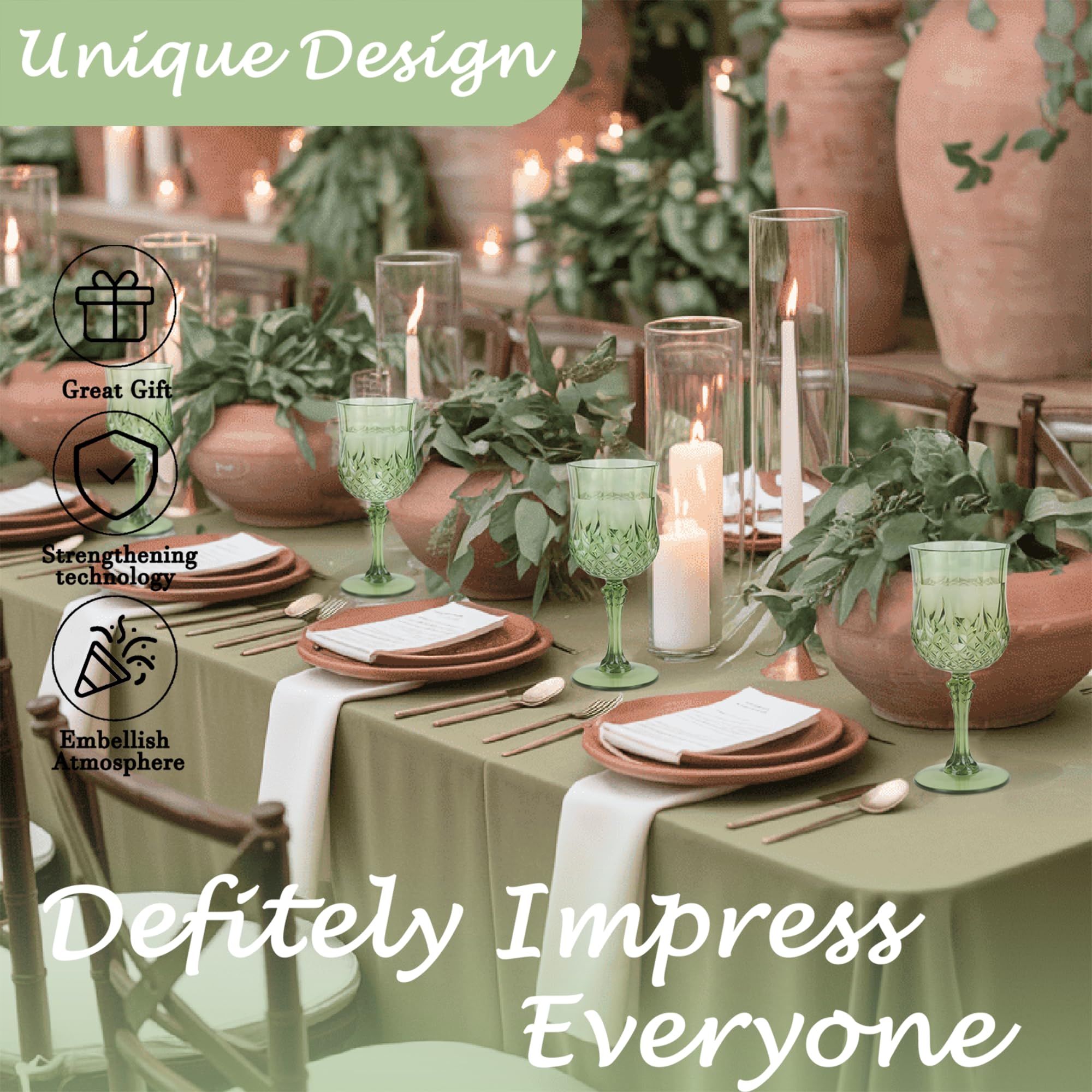 LEYIQU green plastic wine glasses wedding décor adds vintage charm to celebrations.