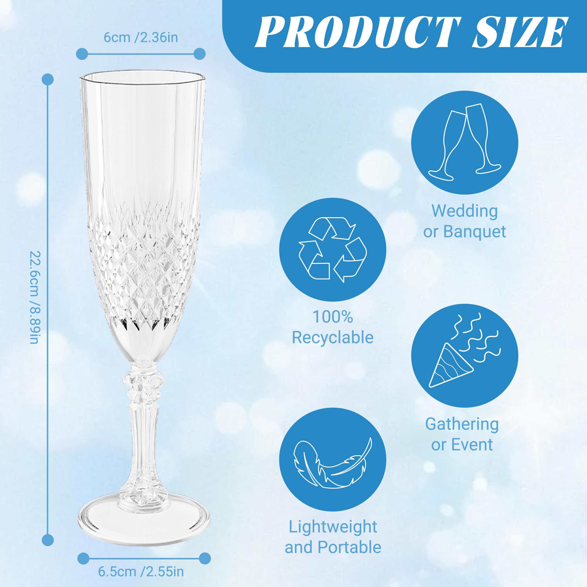 LEYIQU unbreakable acrylic champagne glass with sturdy base.