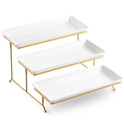 LYEOBOH 3-tier stand with collapsible rack for versatile party serving and easy storage.