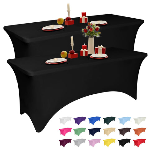 LGJIAOJIAO tablecloth 6ft black stretch on table for wrinkle-free presentation