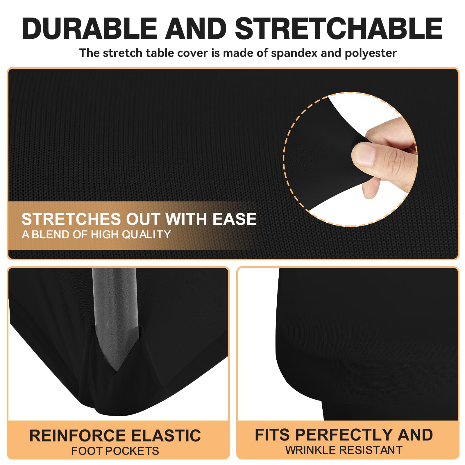 LGJIAOJIAO tablecloth reinforced leg pockets closeup for secure, tidy coverage