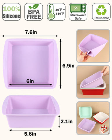 LGQUK 6-inch green square pan for batch baking and desserts.