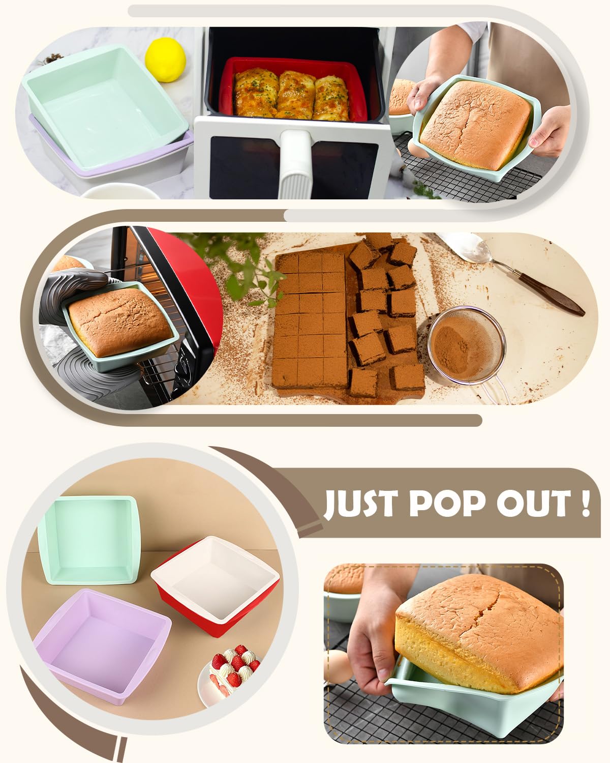 LGQUK freezer-safe bakeware preserves portions for future baking.