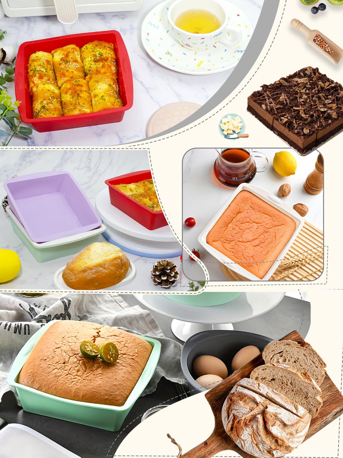 LGQUK nonstick silicone bakeware for easy food release after baking.