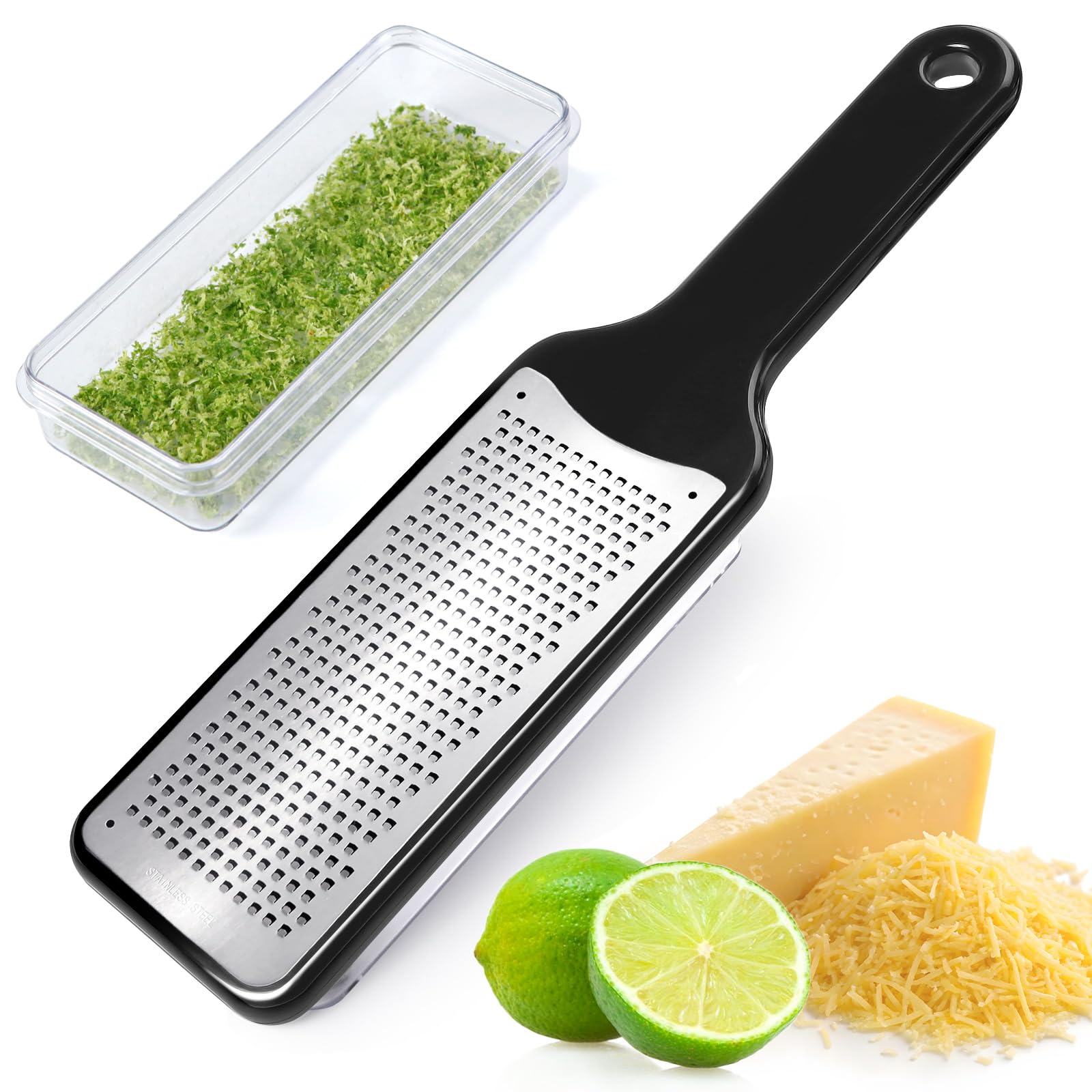 LHS Citrus Lemon Zester with Container enables mess-free lemon zesting for recipes and garnishes.