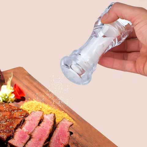 LHS Clear acrylic spice set adds modern style to any table.