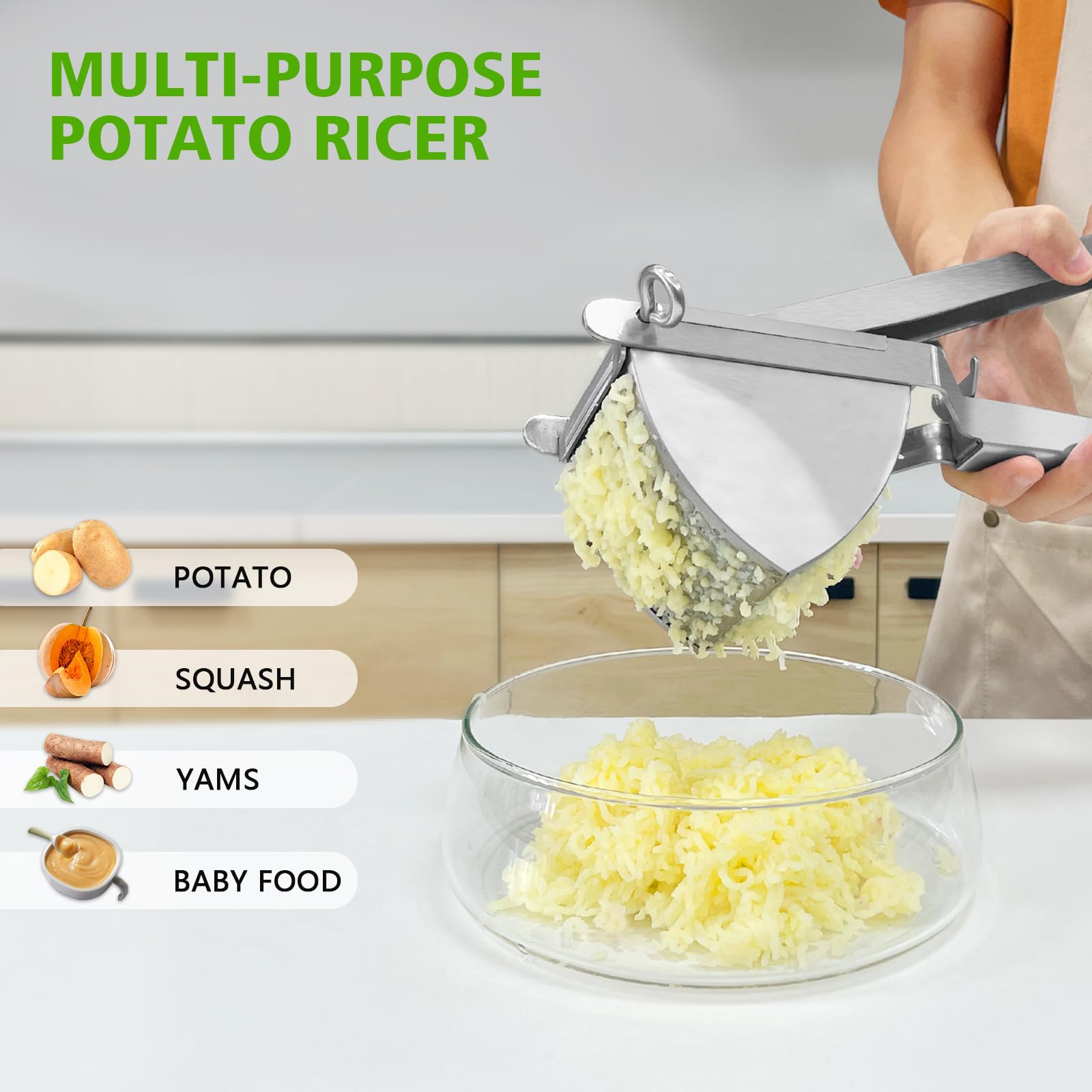 LHS dishwasher-safe potato ricer is easy to clean after use