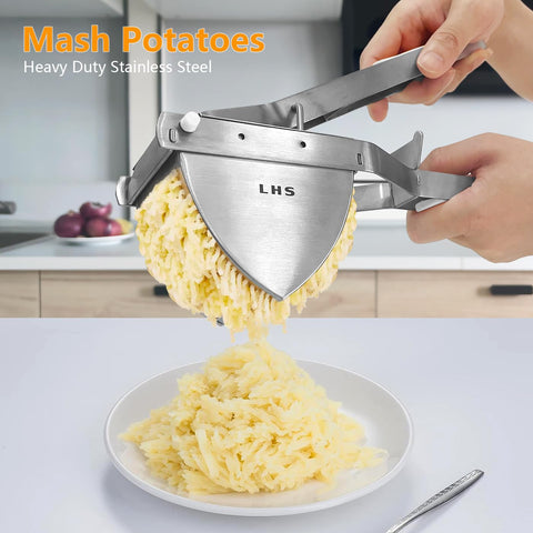 LHS ergonomic handle close-up demonstrates a comfortable grip for easy pressing.