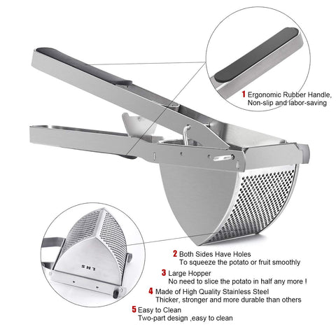LHS extra-large capacity bowl lets you mash whole potatoes quickly.