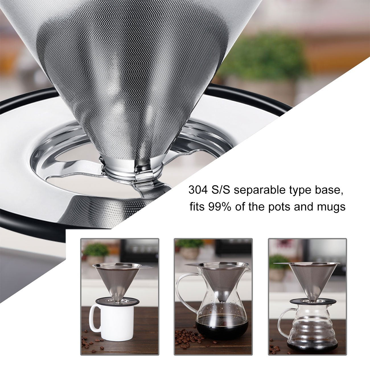 LHS non-slip stand stabilizes the dripper over a mug