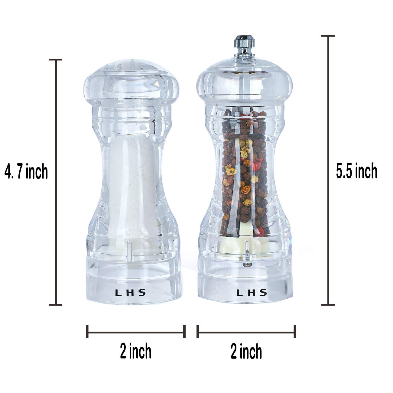 LHS Pepper Mill adjustable coarseness lets you tailor texture from fine to coarse.
