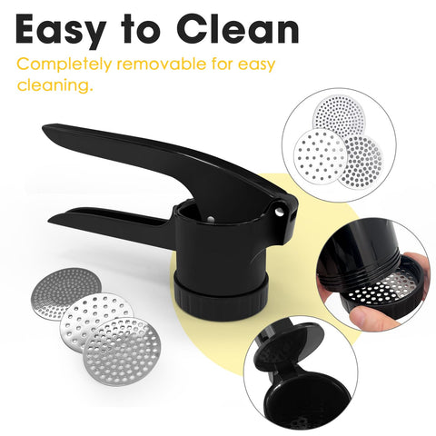 LHS Potato Ricer highlights non-slip long handle for reduced effort