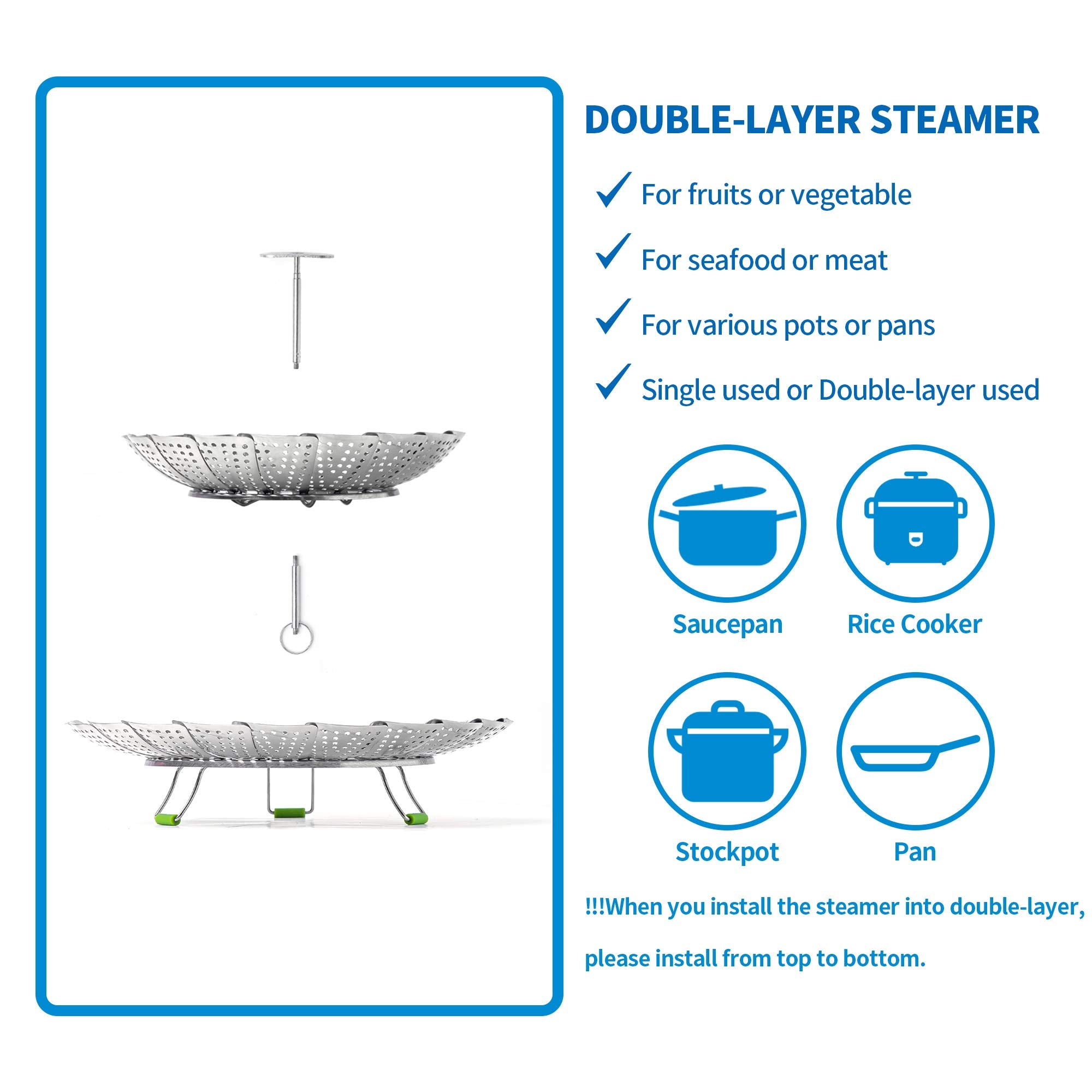LHS Steamer Basket is dishwasher safe for easy cleanup.