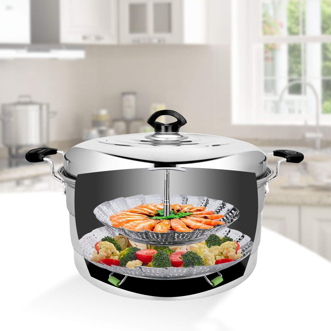 LHS Steamer Basket rotating handle lifts safely.