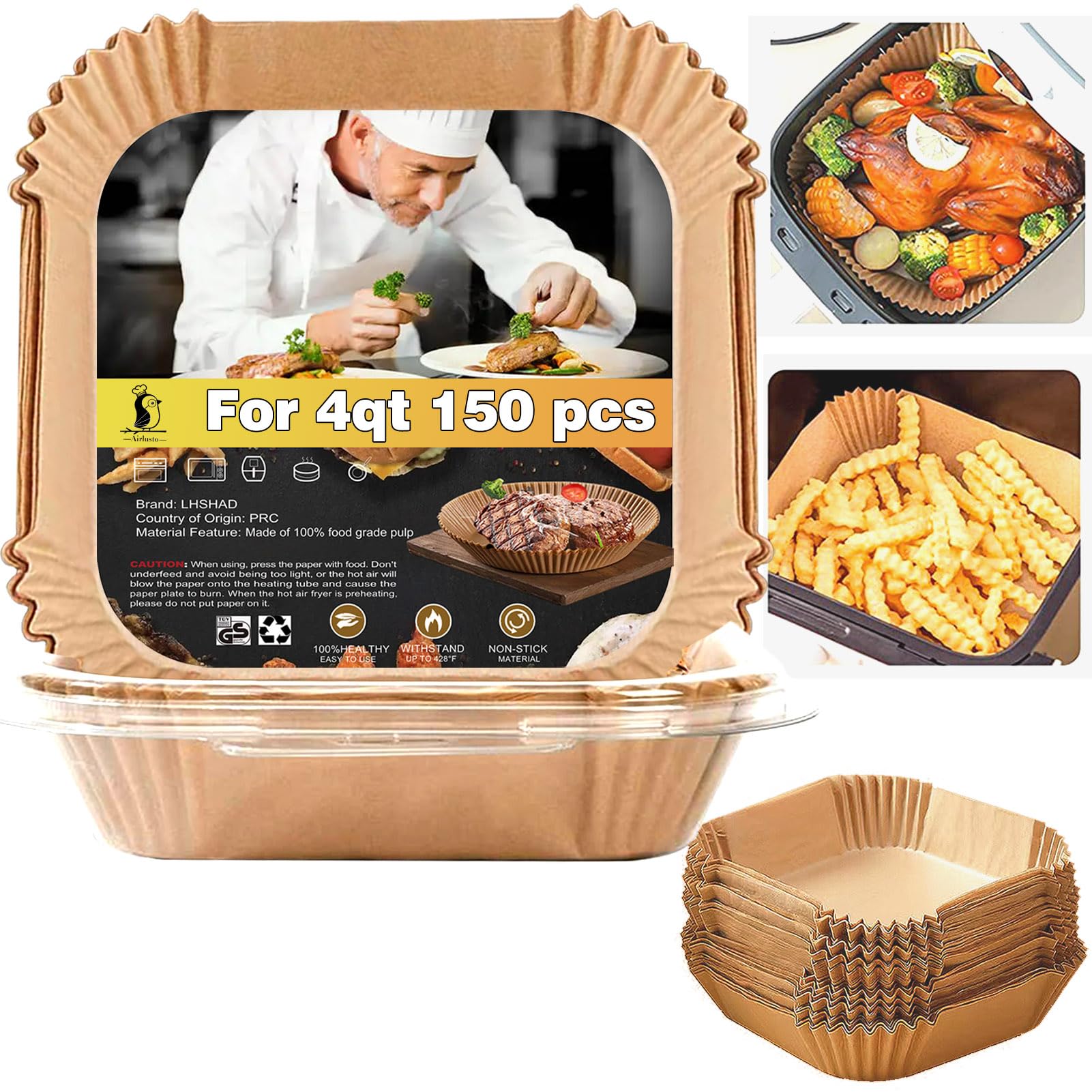 LHSHAD air fryer liner with 8-inch top for fast, tidy prep.