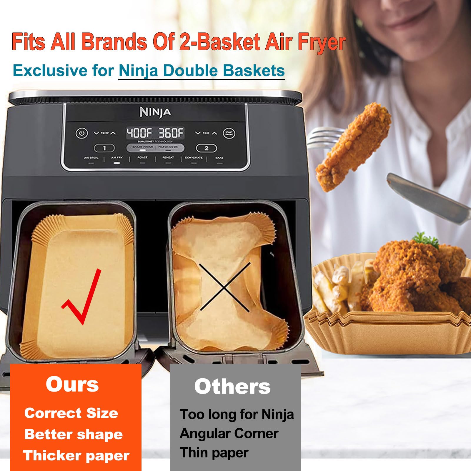 LHSHAD disposable Ninja air fryer liners keep the interior clean after cooking.