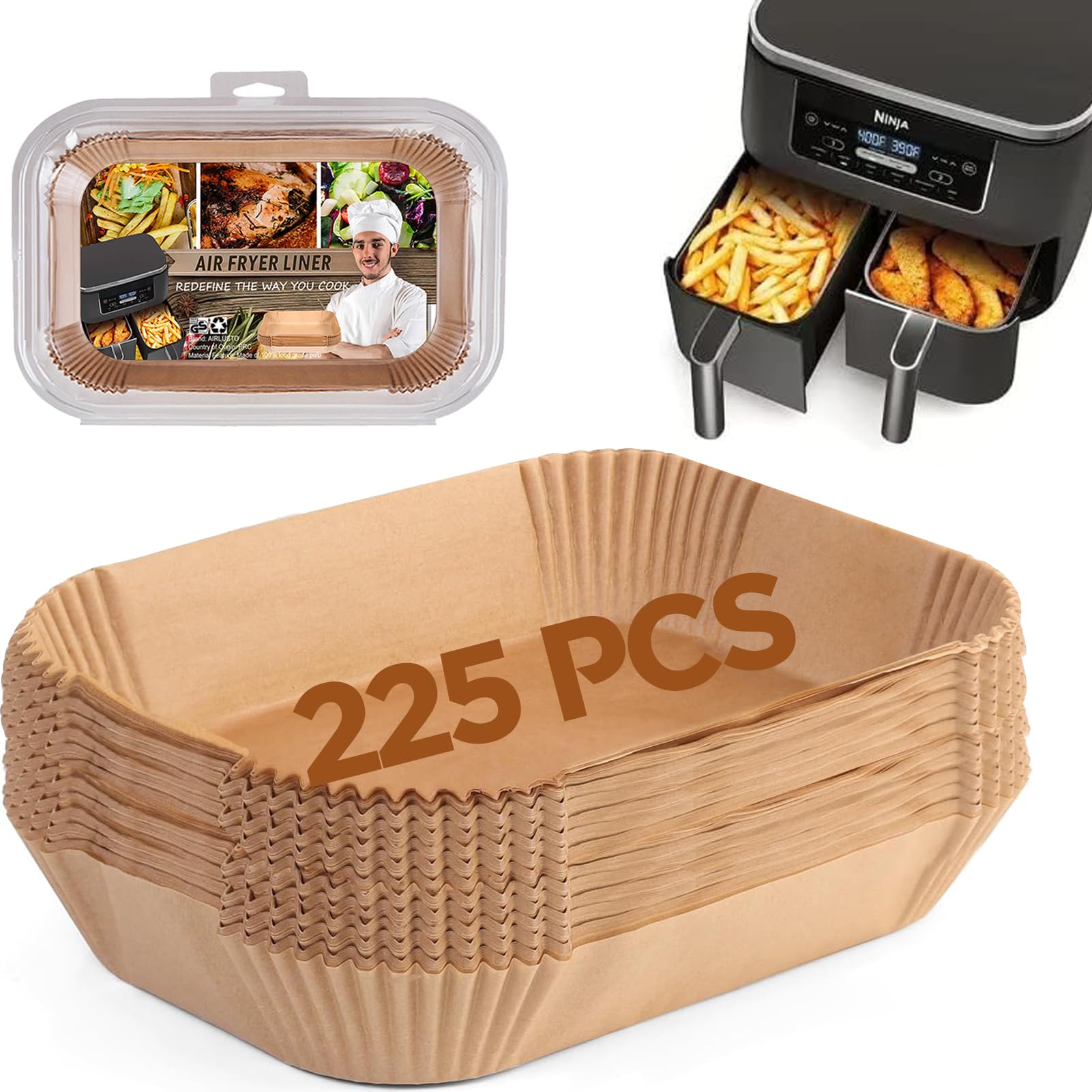 LHSHAD Ninja Foodi air fryer liners protect the basket and simplify cleanup.