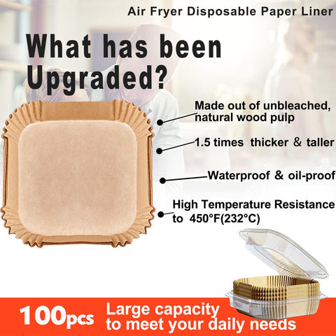 LHSHAD square liner for 8-12qt air fryers prevents spills during cooking.