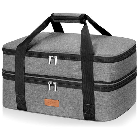 LHZK insulated casserole carrier expandable double deck, ideal for multi-dish gatherings