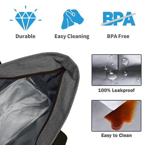 LHZK jumbo insulated cooler bag grey inside foil shows food-grade lining for freshness