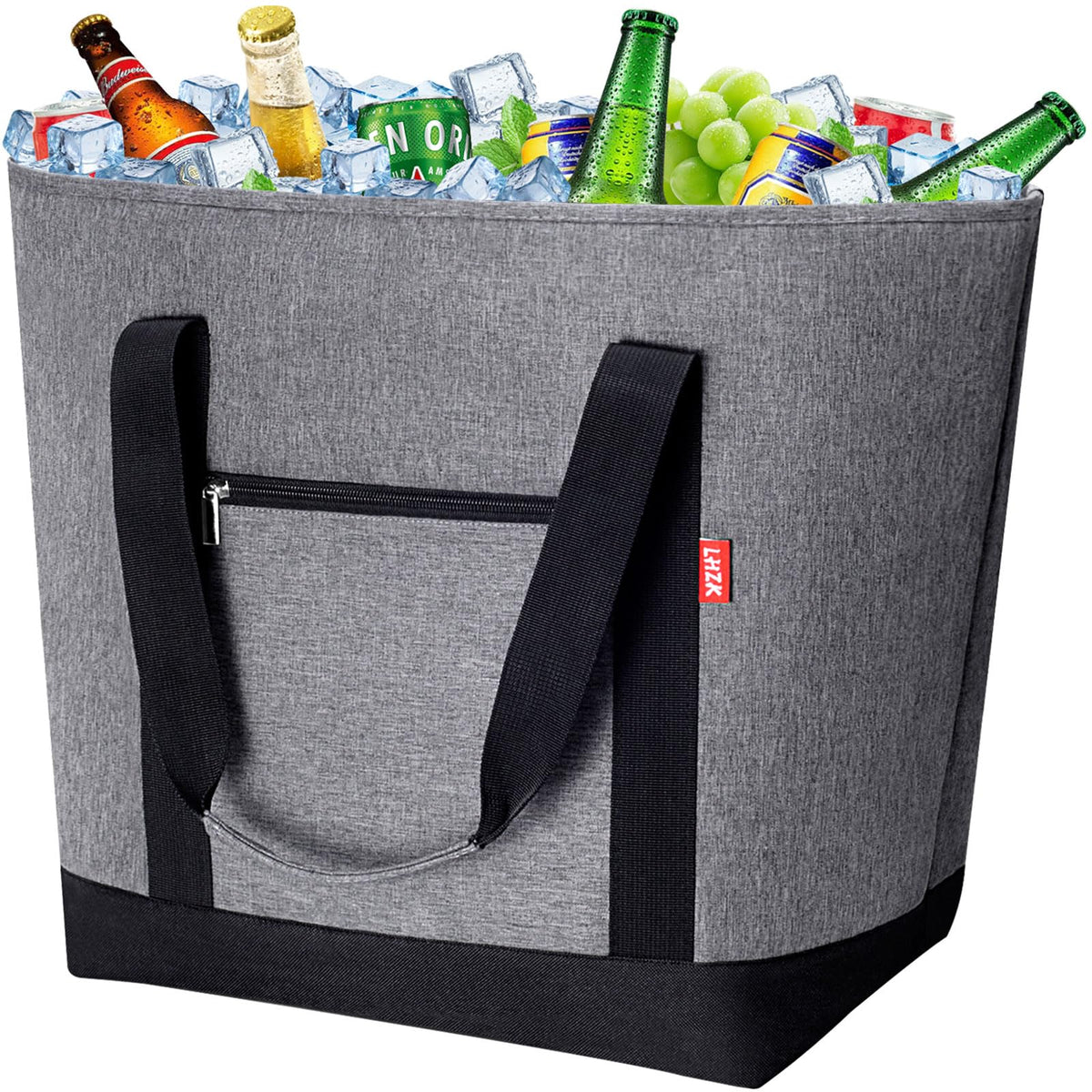 LHZK jumbo insulated cooler bag grey side view highlights durability and ample storage