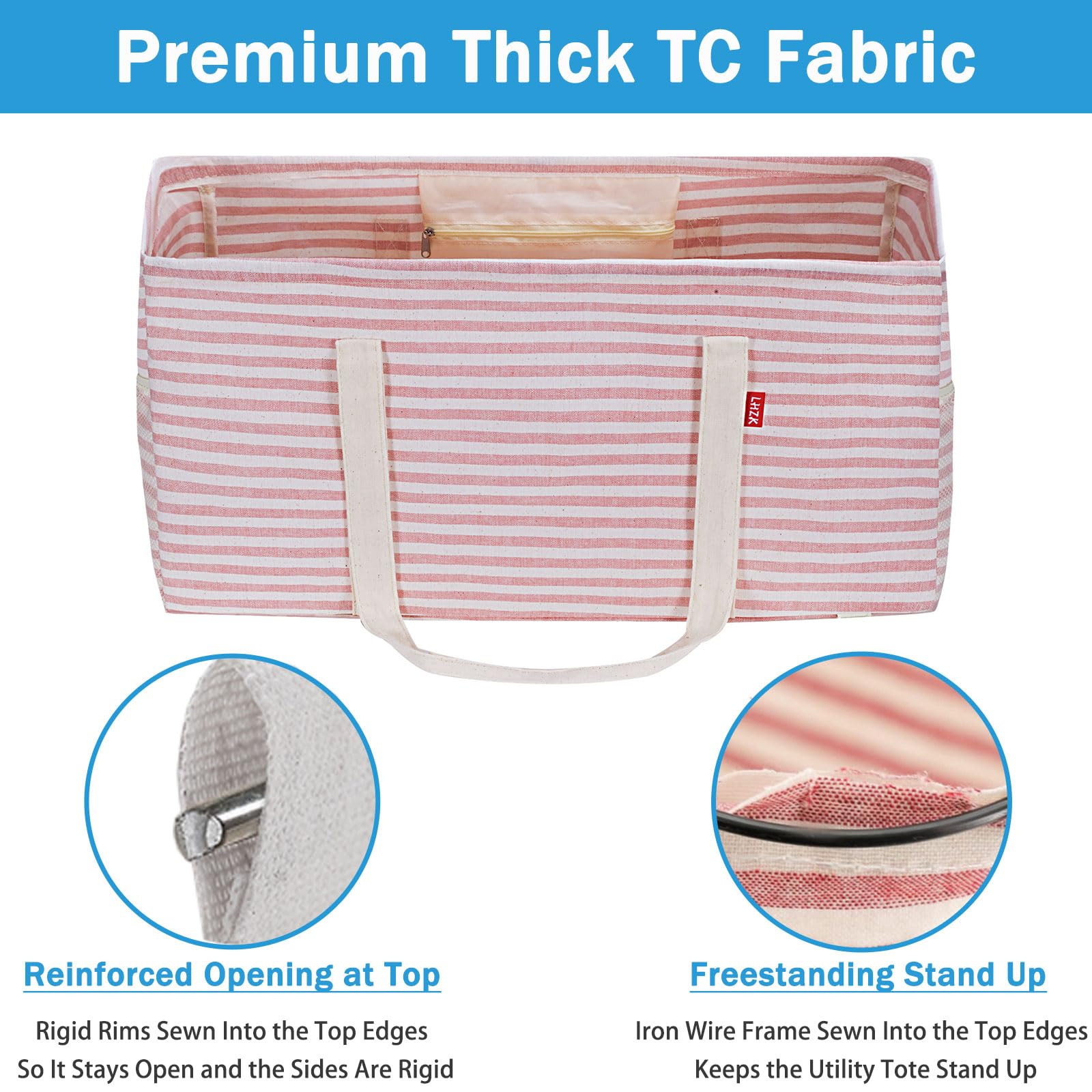 LHZK metal wire frame keeps the tote open for simple packing.