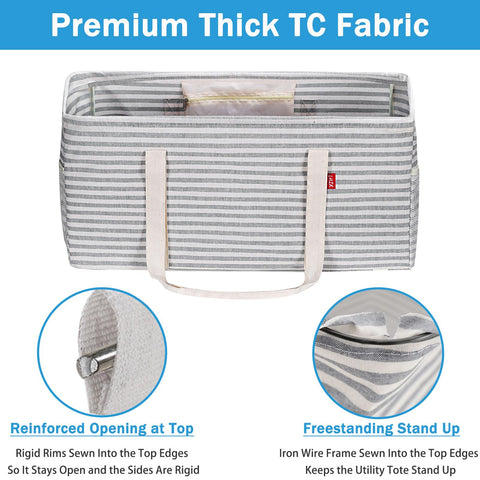 LHZK tote with reinforced metal wire frame stays open for quick packing.