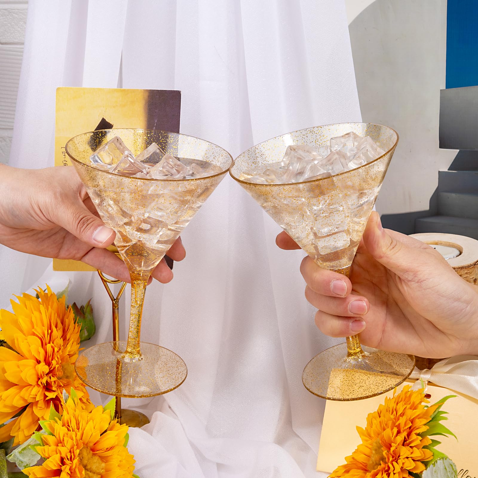 Liacere Art Deco gold cocktail cups ideal for cosmopolitans and manhattans.