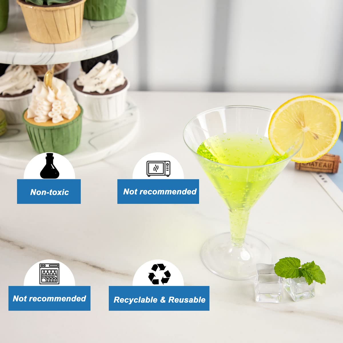 Liacere easy-to-carry, sturdy martini glasses for outdoor parties