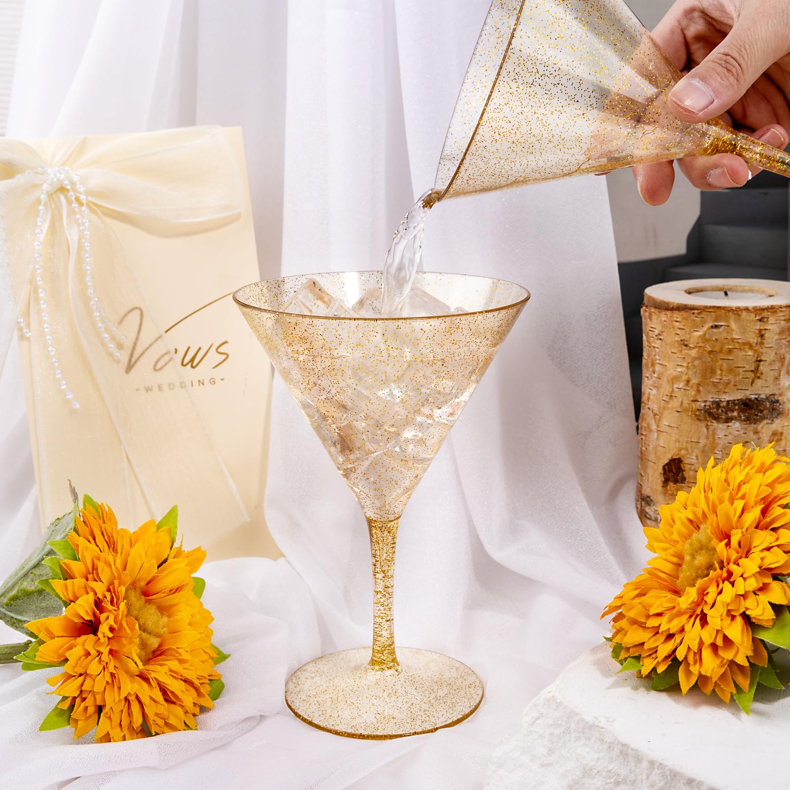 Liacere gold-toned cocktail glasses enhance table decor and celebrations.