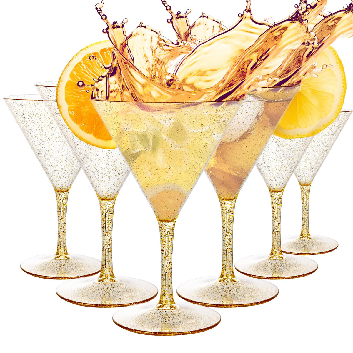 Liacere martini glasses set of 6 with gold hue for elegant cocktail service.