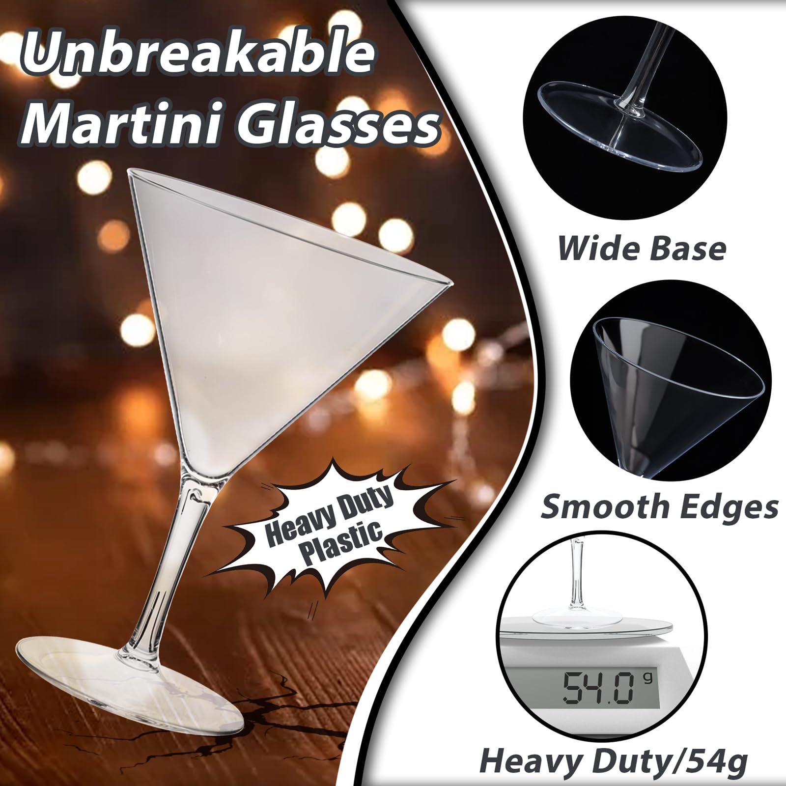 Liacere plastic cocktail glasses dishwasher-safe for easy cleanup after parties and events.
