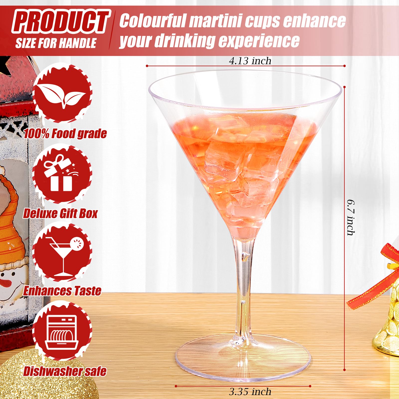 Liacere stemmed martini cups enhance Christmas tables with stylish, safe festive service.