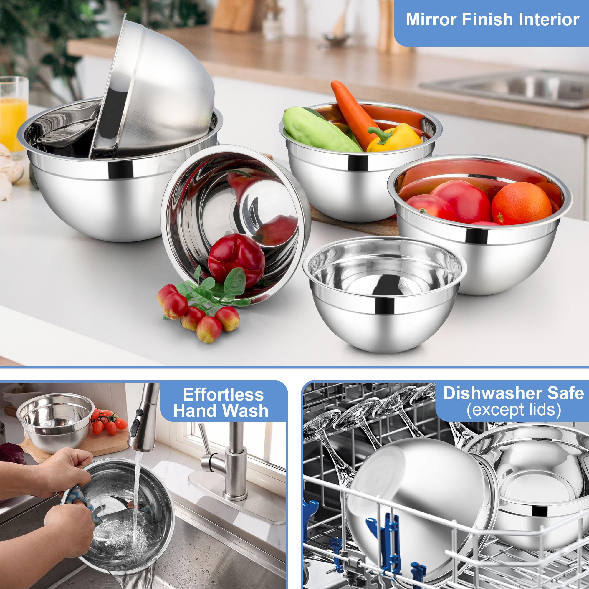 LIANYU 2.5qt bowl suits medium tasks and quick mixing.