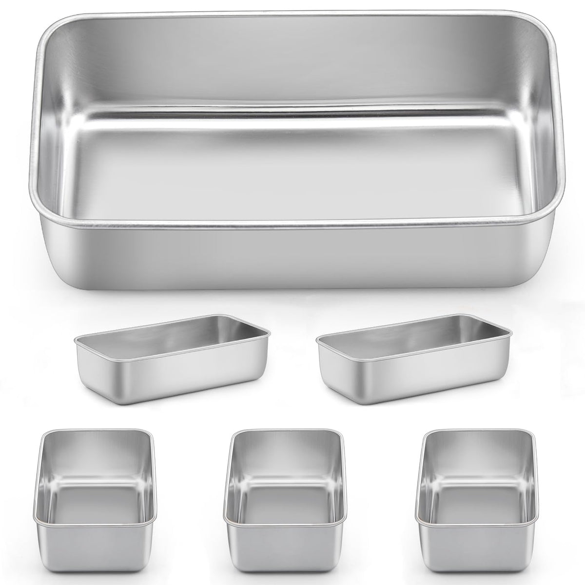 LIANYU 6-pack loaf pans top view for even baking and sturdy handling.