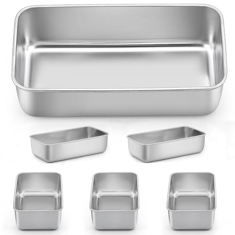 LIANYU 6-pack loaf pans top view for even baking and sturdy handling.