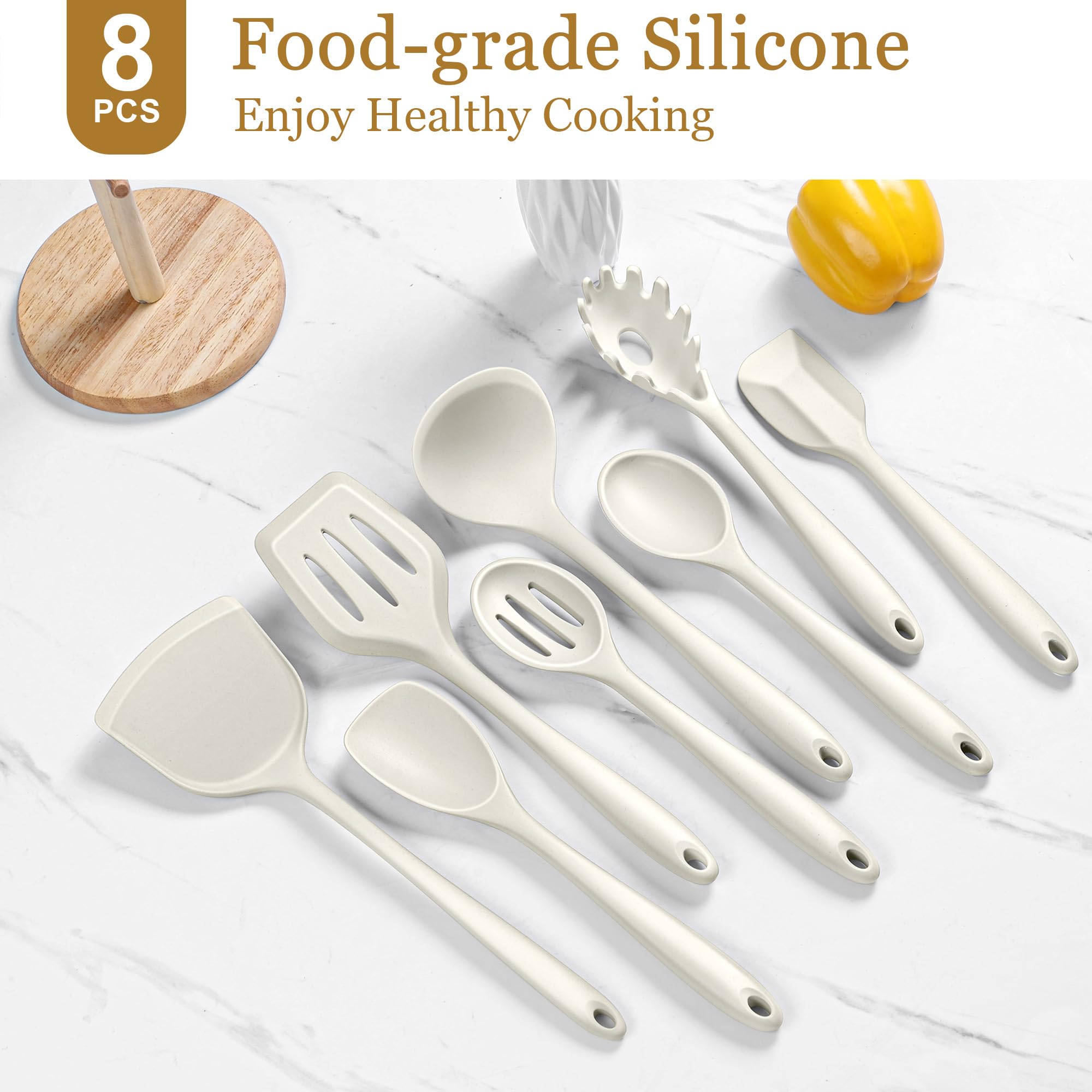 LIANYU silicone slotted spoon ideal for draining and serving