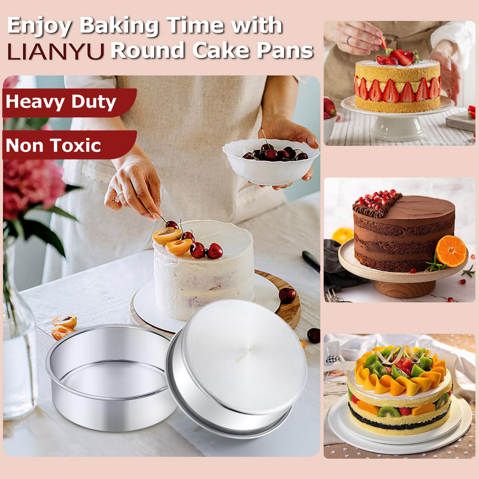 LIANYU even-heat 6-inch pans deliver consistent bake across layers