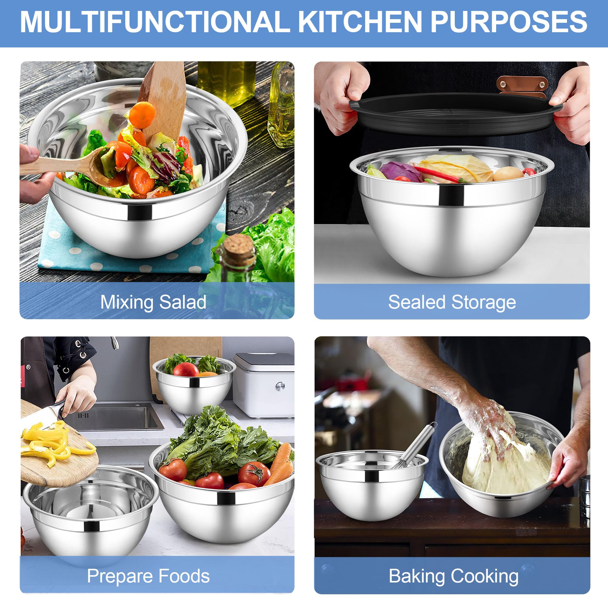 LIANYU 7qt bowl handles large batters and salads with ease.