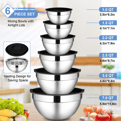 LIANYU airtight lids seal bowls to prevent leaks and odors during prep.