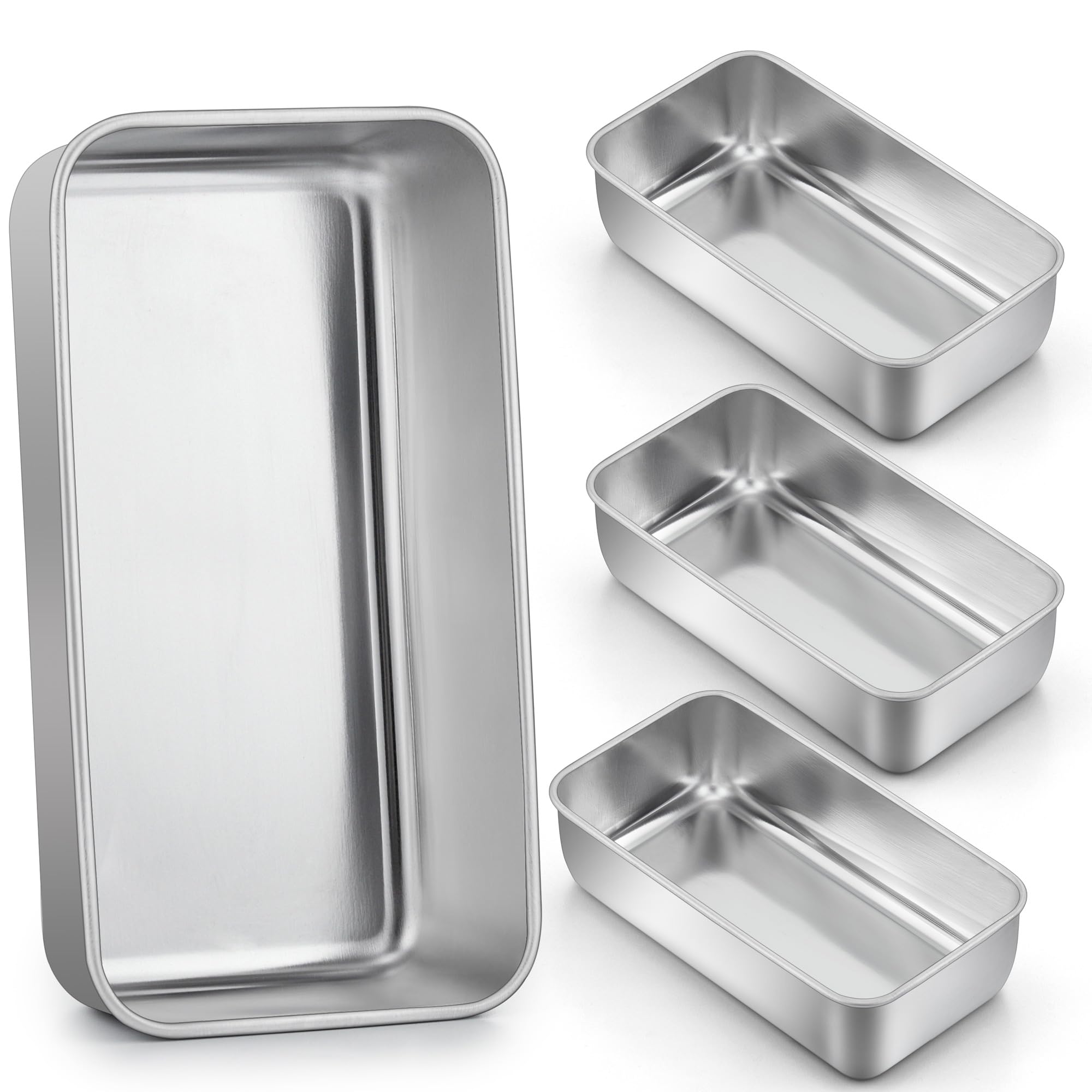 LIANYU 4-pack loaf pans front view for sturdy, even baking.