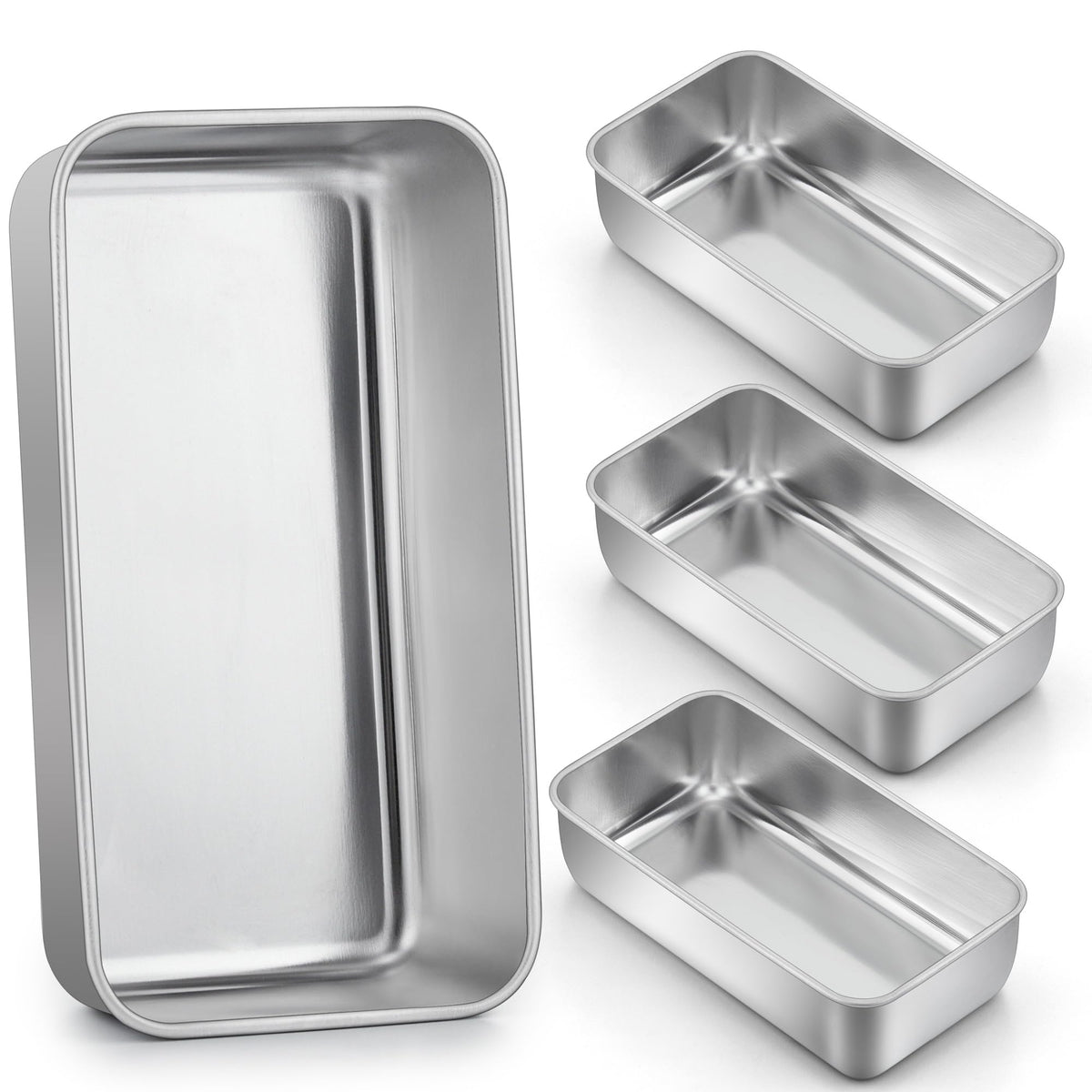 LIANYU 4-pack loaf pans front view for sturdy, even baking.