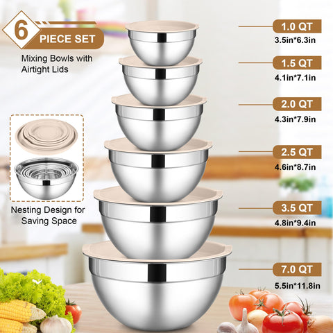 LIANYU mixing bowls with airtight lids ensuring freshness and no leaks.